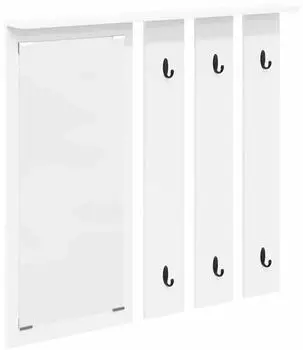 vidaXL Wandmontierter Kleiderst&auml;nder mit Regal und Spiegel Wei&szlig; 84x10x80cm (874491)