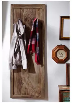 Massivmoebel24 Nature Grey Wandgarderobe Sheesham grau ge&ouml;lt 55x3x150cm (09-380-550-0101)