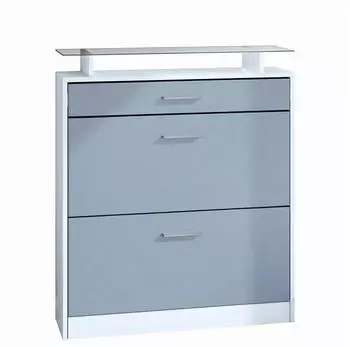 Vladon Loret Schuhschrank Schuhkipper 89x104x23cm, 16 Paar, Pastellblau/Denim matt