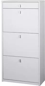 Sarmog Schuhschrank Slim 3 Klapptüren 1 Schublade, Weiß Esche, 63x29x127cm (763646)