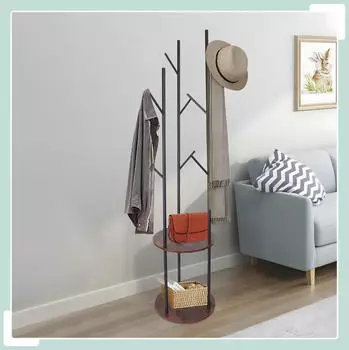Relaxdays Garderobenst&auml;nder 8 Haken, Metall/Holzwerkstoff, 40x175x40cm