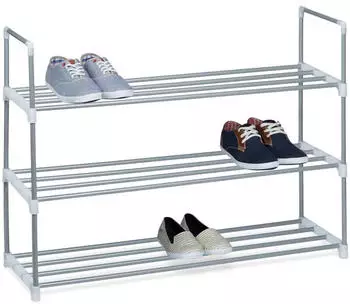 Relaxdays Schuhregal 3 Etagen Metall erweiterbar, 2er-Set