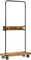 vidaXL Kleiderst&auml;nder mit Rollen 90x35x190 cm Massivholz Mango Eisen