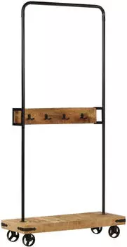 vidaXL Kleiderst&auml;nder mit Rollen, Massivholz Mango & Eisen, 90x35x190cm