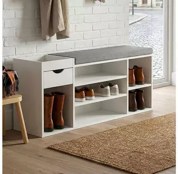 Finebuy Schuhbank mit Schublade 100cm Weiß (FB78602)