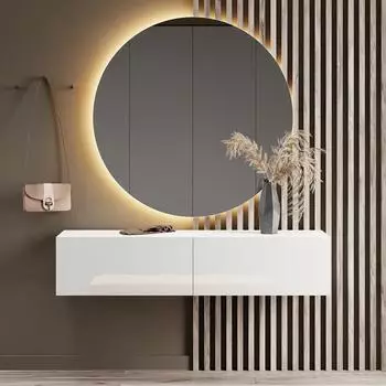 Planetm&ouml;bel Kompaktgarderobe mit Klappe, Wandmontage oder stehend, 140cm, Wei&szlig;