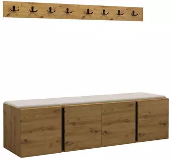 Mirjan24 Garderoben-Set VII mit Schuhschrank, Sitzbank und Polsterpaneel (Holzwerkstoff)