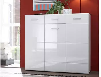 Bega Orlando Schuhschrank Wei&szlig; Hochglanz 135x122x40cm (Orlando-3)