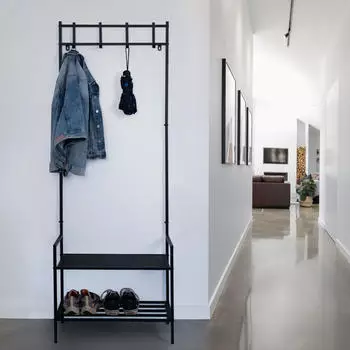 ETC Shop Garderobenst&auml;nder Hundegarderobe 4x Kleiderhaken Schuhablage Metall, H 168,5cm