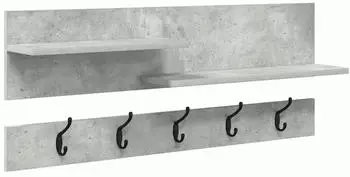 vidaXL Wandmontierter Kleiderst&auml;nder mit Regal Betongrau 90x15x36cm (874422)