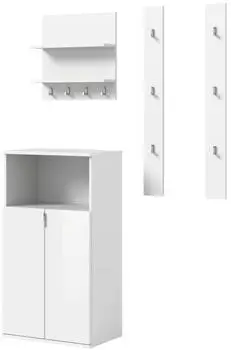 Inn.Furn SystemX Garderoben-Set 4-teilig, Weiß Hochglanz, 117cm