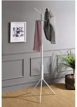 Idimex Arist Garderobenständer lackiertes Metall weiß 174cm 8 Haken