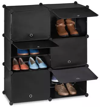 Relaxdays Stan Schuhschrank 12 F&auml;cher, Kunststoff/Metall, 85x95x31,5cm