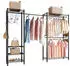 VEVOR Garderobenständer 4 Kleiderstangen, 6 Regale, 8 Haken, 363kg, schwarz (YC0009)
