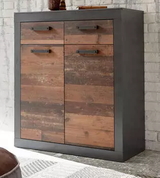 Furn.Design Ward Schuhkommode Used Wood / Matera grau, 6 Fächer, 92x104cm (I-9MDMBR57)