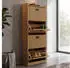 MCW Schuhschrank MCW-O39 4 Klappfächer MDF/Melamin 147x50x24cm, natur (99937)