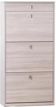 Sarmog Schuhschrank Slim 3 Klappen 1 Schublade Ulme Hell 63x29xH127cm (763649)