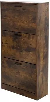 ML-Design Schuhschrank Vintage 3 Klappf&auml;cher Dunkelbraun 60x24x120,5cm (4064649116030)