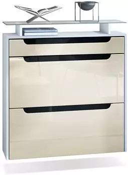 Vladon Annie Schuhschrank 2 Klappen, 1 Schublade, Glasablage, 89x96x23cm (50002315)