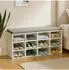 Relaxdays Schuhbank gepolstert 12 Fächer 104x49,5x31cm weiß/grau (10051174_489)