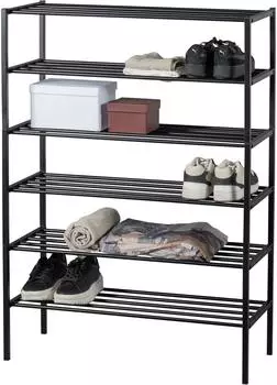 Woood Ferro Schuhregal Metall, schwarz, 85x35x120cm