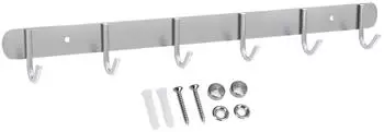 Intirilife Garderobenleiste Modell E Edelstahl 6 Haken 46x5cm (IL-100414)