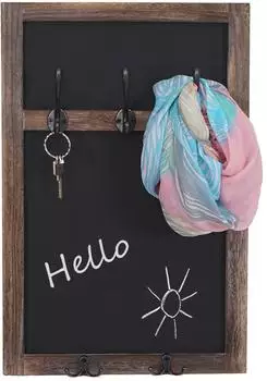 MCW Garderobenpaneel C51 mit Kreidetafel, Paulownia, Shabby-Look, dunkelbraun (800000500158)