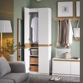 SoBuy KSB01-W Kleiderschrank mit Spiegel, wei&szlig;, 61x192x30cm (KSB01-W)