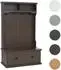 MCW Garderobe P27 mit Sitzbank, 4 Haken, Staufach, Melamin, 163x100x47cm, Walnuss-Optik (101405)