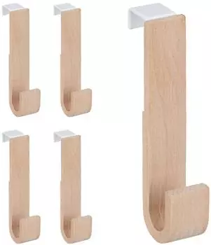 Relaxdays T&uuml;rhaken aus Holz, 15er-Set, wei&szlig;