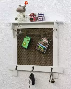 DanDiBo Wandorganizer Vintage Holz mit Ablage & Memoboard, Weiß (12047)