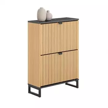 SoBuy Schuhschrank mit 2 Klappen, schmal, Holzwerkstoff, 60x88x24cm (FSR202-N)