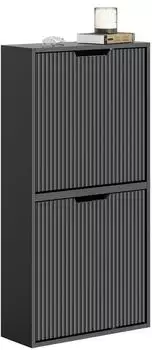 SoBuy Schuhschrank mit 2 Klappt&uuml;ren, schmal, schwarz (FSR204-SCH)