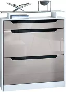 Vladon Fiesta Schuhschrank 2 Klappen, Schublade, Glasablage, 89x104x23cm (800000591916)