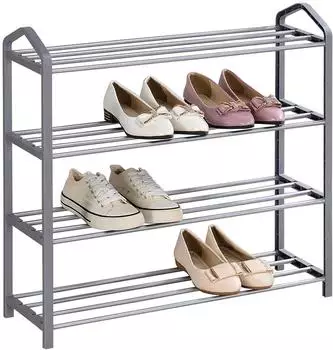 Idimex Schuhregal Tralee Metall, grau, 4 Ablagen, 65x62x19cm