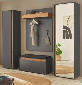 Furn.Design Center Garderoben-Set 5-tlg., grau matt / Wotan Eiche, 230x200cm (Center)