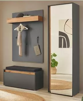 Furn.Design Center Garderoben-Set 4-teilig, grau matt / Wotan Eiche, 170x200cm (I-3AACG2)