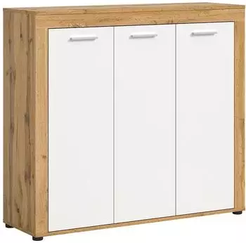 xonox.home Jam Schuhschrank 3 T&uuml;ren Eiche Wotan/Wei&szlig;, 120x108x37cm