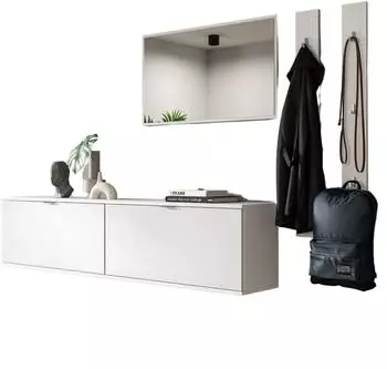Inn.Furn SystemX Garderobe Set 5-teilig, Weiß Hochglanz, 238cm