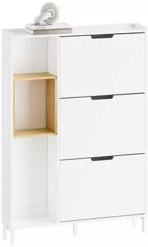 SoBuy Schuhkipper mit 3 Klappen, wei&szlig;, 90x19x129,5cm (FSR209-WN)
