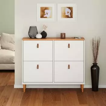 Idimex Schuhkipper MIKKA 4 Klappen, weiß/eichefarben (MIKKA)
