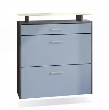 Vladon Malea Schuhschrank h&auml;ngend, 2 Klappen, Schublade, LED-Beleuchtung, 89x96x23cm