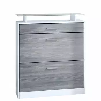 Vladon Loret Schuhschrank Schuhkipper 2 Klappen, 1 Schublade, 89x104x23cm (Loret)