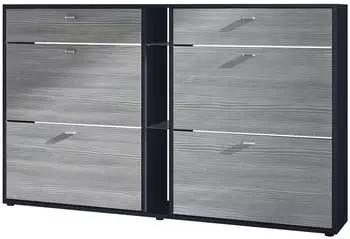 Vladon Today Schuhschrank 4 Klappen, 2 Schubladen, Avola-Anthrazit (50025913)