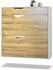 Vladon Kolmio Schuhschrank 16 Paar, 2 Klappen, Schublade, weiß matt/Eiche Natur (85x87x33cm)