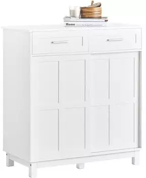 SoBuy FSB84 Sideboard mit Schiebet&uuml;ren, 3 T&uuml;ren, Wei&szlig; (FSB84-W)