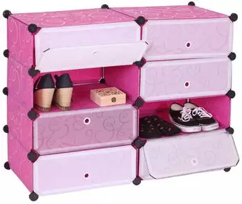 MCW MCW-B66 Schuhschrank 8 F&auml;cher, Kunststoff, Altrosa, 92x73x36cm (800000678255)