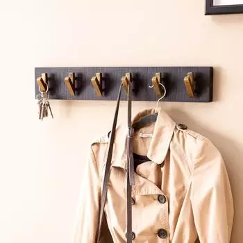 Finebuy Wandgarderobe Mango Massivholz 60cm, 6 Haken (FB98143)