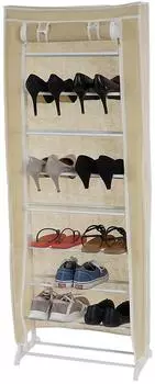 MCW Schuhschrank T349 Stoff, 9 Ebenen, cremewei&szlig;, 140x52x18cm (800000678244)