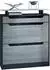 Vladon Fiesta Schuhschrank 2 Klappen, Schublade, Glasablage, Schwarz matt/Avola-Anthrazit/Schwarz Hochglanz (89x104x23cm)